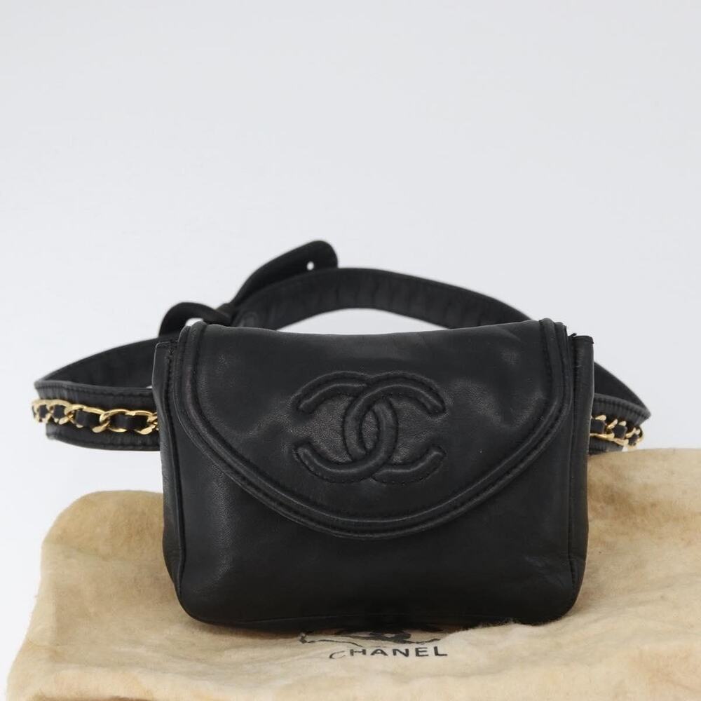 Chanel Lambskin CC Logo Chain Waist Bag Black - Picture 8 of 12